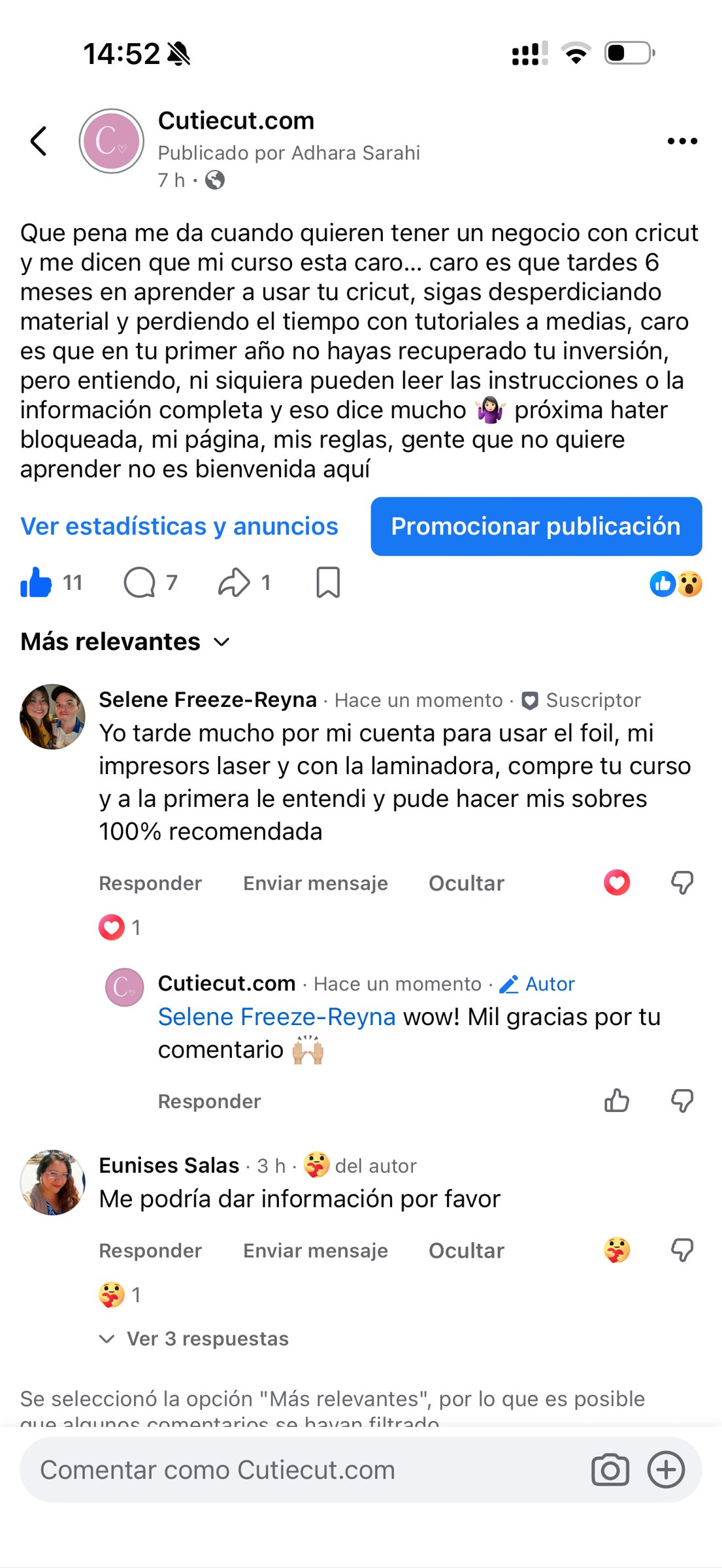 Comentario de Selene sobre la técnica foil